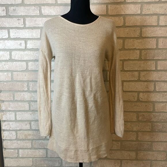 J. Jill Merino Wool Washable Cream tunic sweater oversized XS - Picture 1 of 7